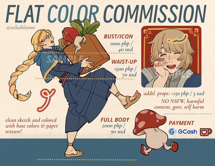 flat color commission sheet